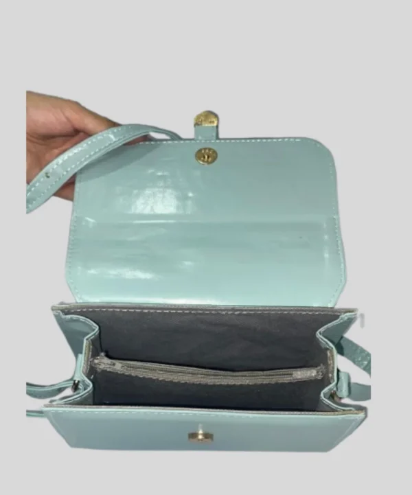 Bagybars Stylish Mint Green Crossbody Bag with Gold Hardware - Image 3