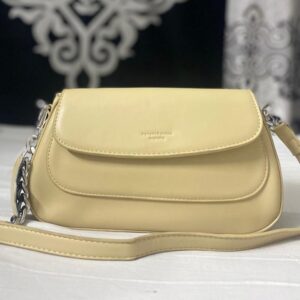 bagybars Chic Light Yellow Chain Strap Shoulder Bag soft leather