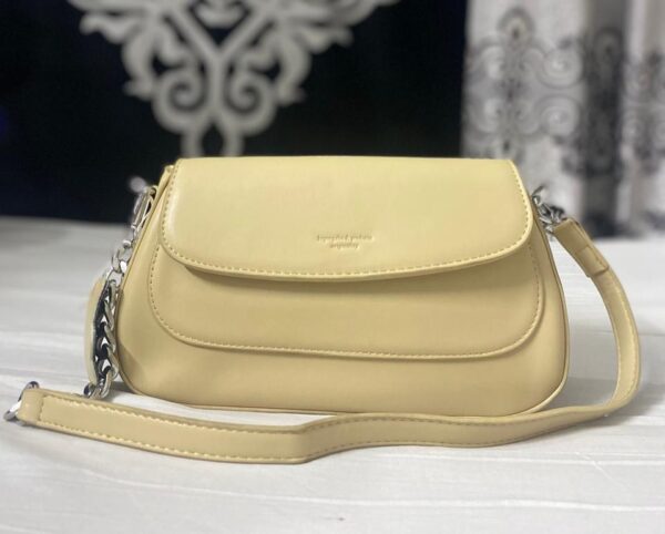 bagybars Chic Light Yellow Chain Strap Shoulder Bag soft leather