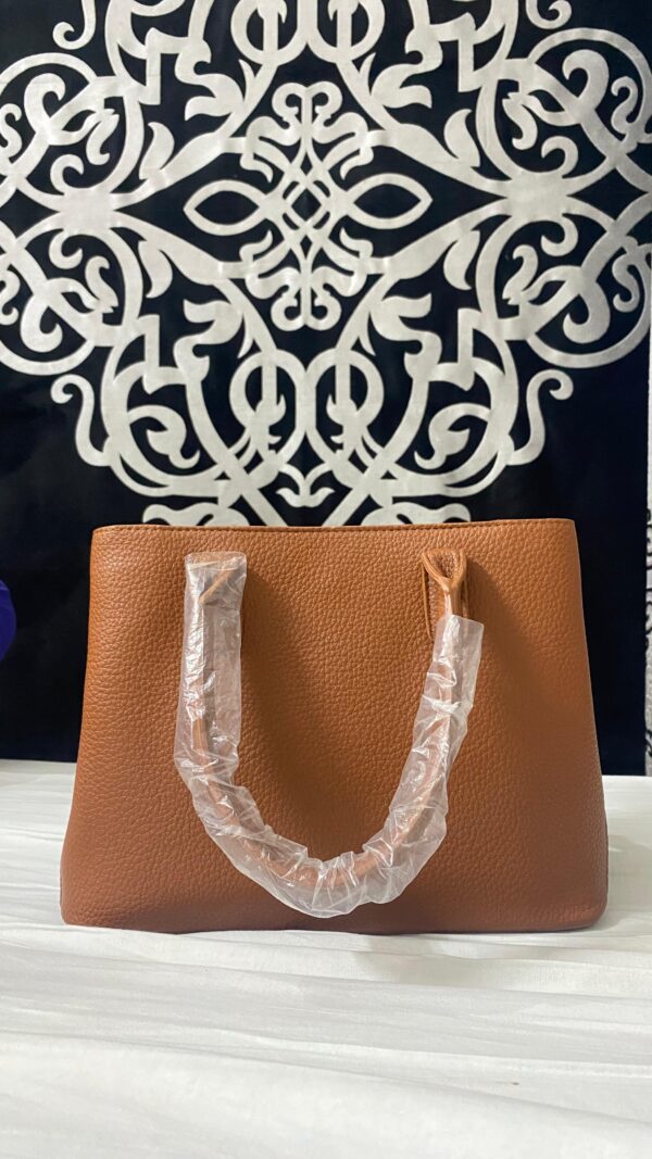 Classic Structured Leather Top-Handle Bag - Tan - Image 3