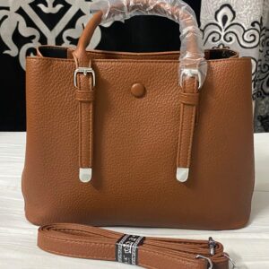 Classic Structured Leather Top-Handle Bag - Tan