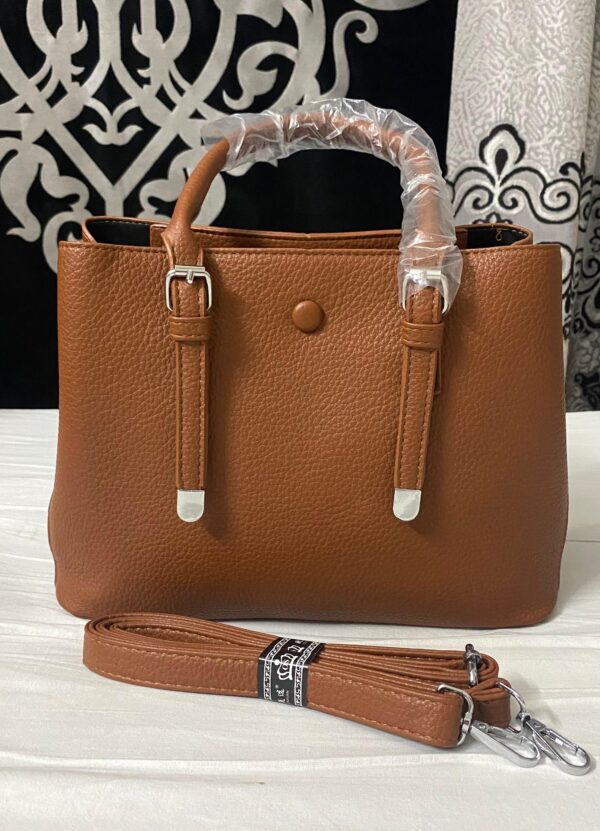 Classic Structured Leather Top-Handle Bag - Tan
