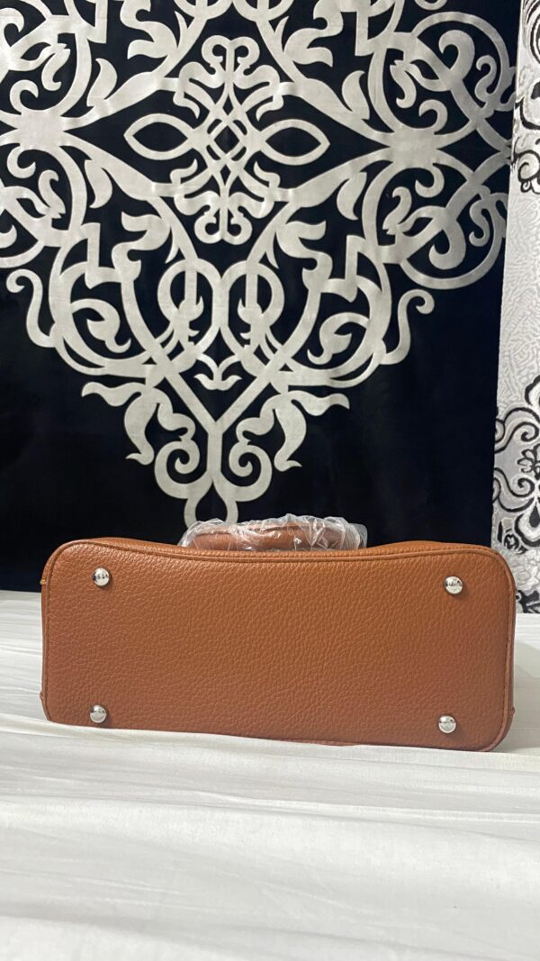 Classic Structured Leather Top-Handle Bag - Tan - Image 5