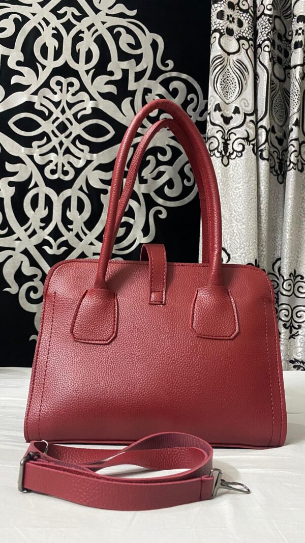 Bagybars Elegant Structured Top-Handle Bag - Deep Red Pure leather - Image 2