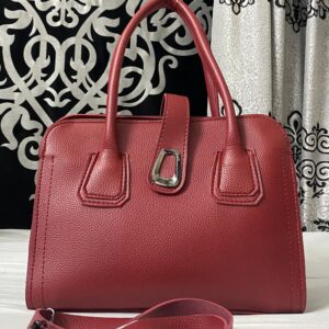 Bagybars Elegant Structured Top-Handle Bag - Deep Red Pure leather