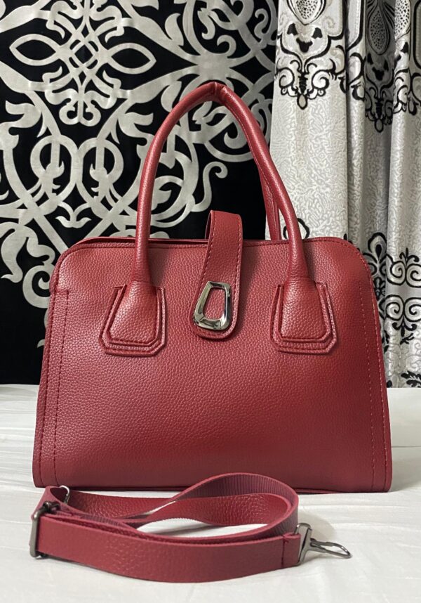 Bagybars Elegant Structured Top-Handle Bag - Deep Red Pure leather