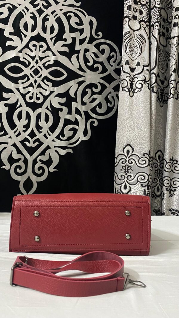 Bagybars Elegant Structured Top-Handle Bag - Deep Red Pure leather - Image 3
