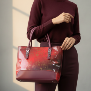 Bagybars Glossy red upper with playful letter print